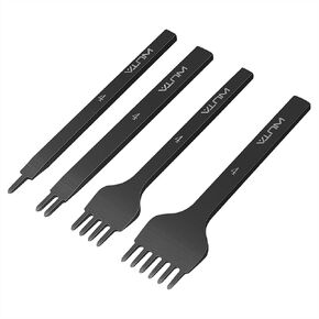 WUTA 2nd Generation Leather Hole Punch Tool Silver Pricking Iron Hole Punche Prong Tooth Lacing Diamond Stitching Chisel Set for DIY Leather Craft Kits (5mm 1/2/4/6) in Kuwait