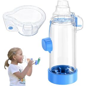 فواصل الاستنشاق سهلة الاستخدام للأطفال والكبار - أجهزة الاستنشاق بالجرعات المقننة؛ آر تي سي 21-أ؛ متوافق مع OTC MDI، خفيف الوزن ومناسب للسفر Nessi Spacer OTC (أزرق، للأطفال) in Kuwait