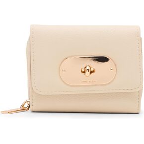 Anne Klein Women's Oval Turnlock Trifold Wallet, Parchment in Kuwait