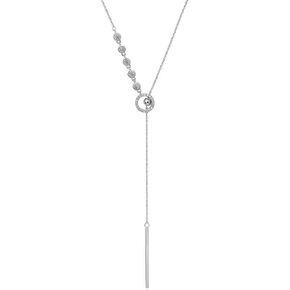 Rose Gold/White GOLDSweater Chain Y-Necklace for Women, Adjustable Length with Sparkling Crystal Ring & Minimalist Bar Pendant – Elegant Daily & Gift Jewelry in Saudi Arabia