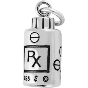 TI Pharmacist Prescription Rx Medication Pharmacy Bottle 925 Solid Sterling Silver Charm Pendant Bracelet Dangle in Saudi Arabia