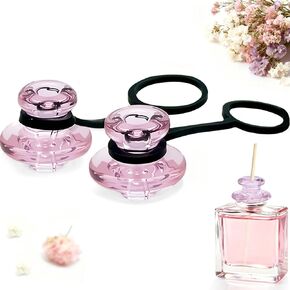 2 pcs Glass Aroma Bottles with Dust-Proof Diffusion Caps/High Transparency Glass Sealing Caps, Suitable for Rattan Aroma Volatilization Bottles, Universal Diffusion Cap, Pink in Kuwait