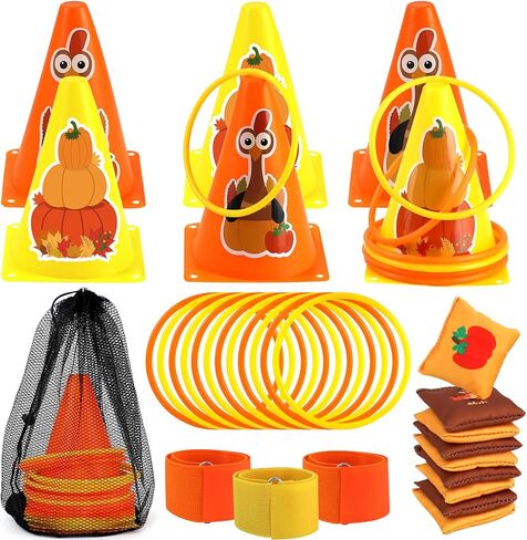 33pcs 4 in 1 valentines day Games for Kids with Ring Troam ، مخروطات بلاستيكية ناعمة ، أكياس فول ، فرق سباق ذات 3 أرجل ، مجموعة من ألعاب Valentines مجموعة للأطفال. in Kuwait