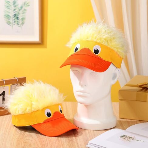 2 Pack Duck Hat with Hair for Men and Women Funny Spiked Hair Baseball Cap with Adjustable Snap Back Crazy Wig Costume in Saudi Arabia