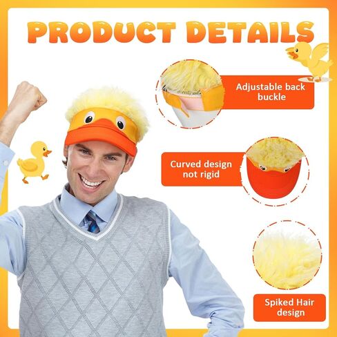 2 Pack Duck Hat with Hair for Men and Women Funny Spiked Hair Baseball Cap with Adjustable Snap Back Crazy Wig Costume in Saudi Arabia