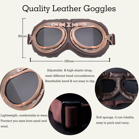Aviator Hat and Goggles for Vintage Pilot Costume Set Fur Trapper Hat with Earflaps and Helmet Goggles for Adult Men Women in Saudi Arabia