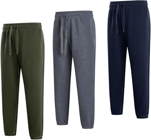 LeeHanTon Sweatpants for Men Athletic fleece sweat pants Casual jogger running pants with pockets 3 Pack in Saudi Arabia
