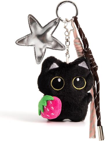 Bag Charm Cute Black Cat Plush Keychain Backpack Purse Key Chain Accessories Gifts for Women in Saudi Arabia