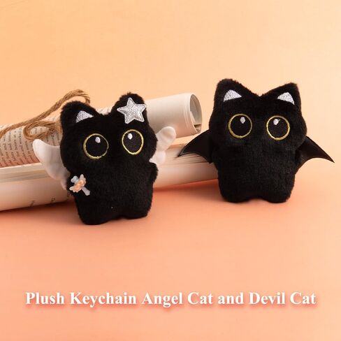 Bag Charm Cute Black Cat Plush Keychain Backpack Purse Key Chain Accessories Gifts for Women in Saudi Arabia