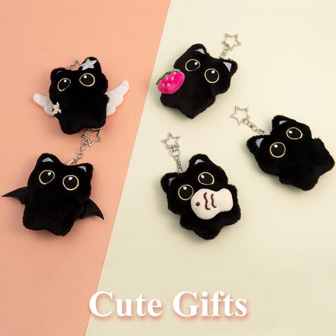 Bag Charm Cute Black Cat Plush Keychain Backpack Purse Key Chain Accessories Gifts for Women in Saudi Arabia