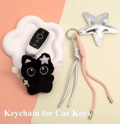 Bag Charm Cute Black Cat Plush Keychain Backpack Purse Key Chain Accessories Gifts for Women in Saudi Arabia