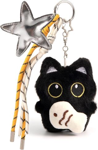 Bag Charm Cute Black Cat Plush Keychain Backpack Purse Key Chain Accessories Gifts for Women in Saudi Arabia
