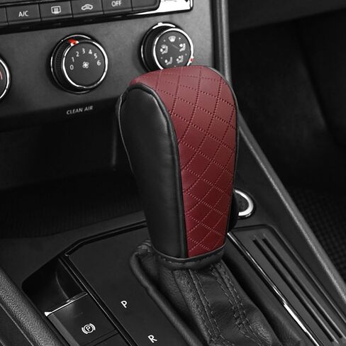 Leather Car Gear Shift Knob Cover, Upgraded Anti-Slip Design Stick Shift Knob Cover, Universal Durable Car Decorative Accessories Shifter Stick Protector Suitable for Cars,Trucks,SUVs (Black) in Kuwait