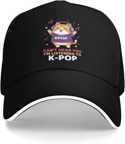 Can't Hear You I'm Listening to K Pop Sun Hat Garde Caps for Grandpa Black in Saudi Arabia