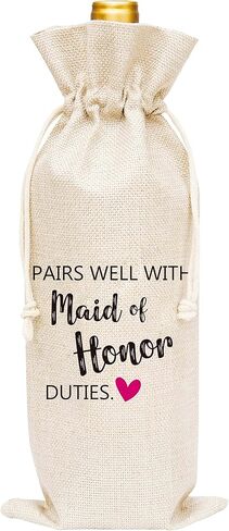 Burlap Wine Bottle Cover Bag For Bridal Shower, Engagement, Bride, Groom, Bridesmaid, Bachelorette Party Favor, 1 Pc in Saudi Arabia
