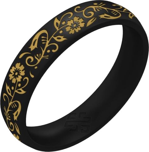 Knot Theory Nordic Bloom Silicone Ring for Men Women - Black, Metallic Blue, Cosmic Purple, Fuchsia, Northern Lights Breathable Comfort Fit 6mm Bandwidth in Saudi Arabia