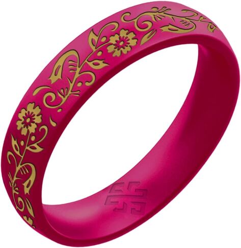 Knot Theory Nordic Bloom Silicone Ring for Men Women - Black, Metallic Blue, Cosmic Purple, Fuchsia, Northern Lights Breathable Comfort Fit 6mm Bandwidth in Saudi Arabia