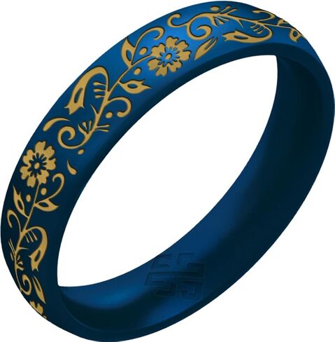 Knot Theory Nordic Bloom Silicone Ring for Men Women - Black, Metallic Blue, Cosmic Purple, Fuchsia, Northern Lights Breathable Comfort Fit 6mm Bandwidth in Saudi Arabia