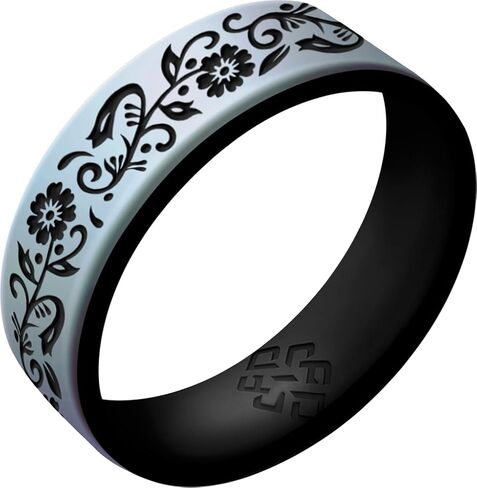 Knot Theory Nordic Bloom Silicone Ring for Men Women - Baby Blue, Rainbow, Lavender, White Rose Gold Dual Layer Comfort Fit 6mm Bandwidth in Saudi Arabia