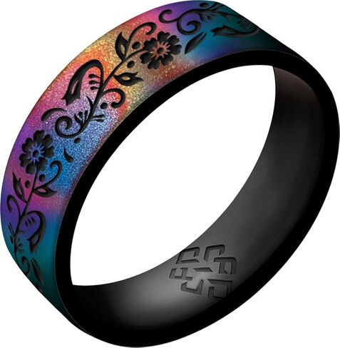 Knot Theory Nordic Bloom Silicone Ring for Men Women - Baby Blue, Rainbow, Lavender, White Rose Gold Dual Layer Comfort Fit 6mm Bandwidth in Saudi Arabia