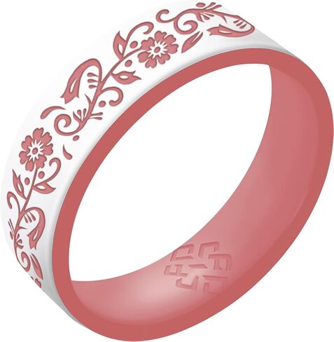 Knot Theory Nordic Bloom Silicone Ring for Men Women - Baby Blue, Rainbow, Lavender, White Rose Gold Dual Layer Comfort Fit 6mm Bandwidth in Saudi Arabia