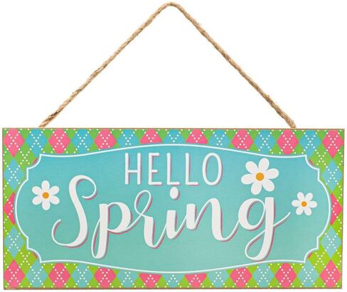 لافتة خشبية Craig Bachman مقاس 12 بوصة: Hello Spring Flower - لافتة خشبية للترحيب بالربيع AP8494 in Saudi Arabia