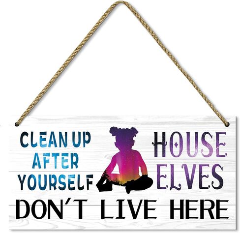 CAKIROTS Clean up after yourself House elves don't live here Sign Bathroom Signs Decor,Funny Kitchen Signs,Rules Sign,Kitchen Counter Decor 12x6 inch in Saudi Arabia