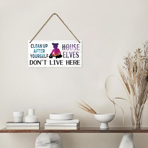 CAKIROTS Clean up after yourself House elves don't live here Sign Bathroom Signs Decor,Funny Kitchen Signs,Rules Sign,Kitchen Counter Decor 12x6 inch in Saudi Arabia