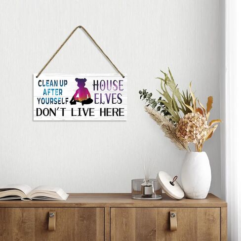 CAKIROTS Clean up after yourself House elves don't live here Sign Bathroom Signs Decor,Funny Kitchen Signs,Rules Sign,Kitchen Counter Decor 12x6 inch in Saudi Arabia