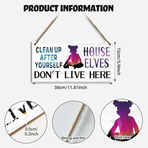 CAKIROTS Clean up after yourself House elves don't live here Sign Bathroom Signs Decor,Funny Kitchen Signs,Rules Sign,Kitchen Counter Decor 12x6 inch in Saudi Arabia