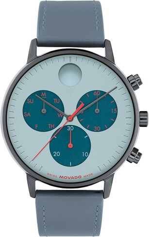 Movado Face Men's Watch - Swiss Quartz Chronograph Movement, Leather Strap - 3 ATM Water Resistance - Luxury Fashion Timepiece for Him - 43mm in Kuwait