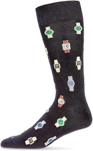 MeMoi Men's Time to Get a Watch Rayan Blend Novelty Crew Sock in Saudi Arabia
