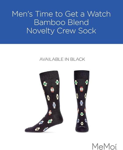 MeMoi Men's Time to Get a Watch Rayan Blend Novelty Crew Sock in Saudi Arabia