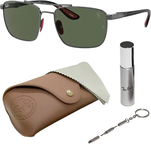 Ray-Ban RB3715M SCUDERIA FERRARI COLLECTION Square Shaped Sunglasses for Men & Women with Official RAYBAN Eyewear Kit in Saudi Arabia