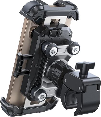 JOYROOM Motorcycle Phone Mount Holder - [Dual Vibration Dampener] 150mph Anti-Shock Phone Holder for Motorcycle [Upgrade Handlebar Clamp] - Bicycle Bike Phone Holder Mount for 4.7-7" Cell Phones in Saudi Arabia