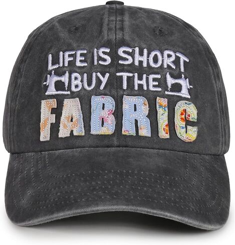 InnoBeta Quilting Gifts Cap for Women - Adjustable Vintage Washed Cotton Embroidered Hat - Gift for Sewing Lovers Crafters - Grey in Saudi Arabia