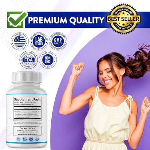 Magnesium Complex Supplement 8 Elemental 1000mg - Magnesium Glycinate, Citrate, Malate, Taurate, Chelated for Easy Absorption for Bones, Muscle, Recovery, Energy, Vegan Non-GMO 90 Capsules in Saudi Arabia