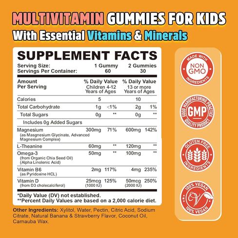 Double-Flavor Magnesium Glycinate Gummies 400MG, Sugar Free Magnesium Supplement Calm Sleep for Women Kids Adults with Vitamin D3, B6 and Calcium, Gluten Free & Vegan Friendly, 60 Count in Saudi Arabia