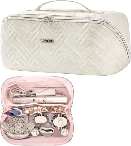 Leudes Hair Tools Travel Bag For Dy son Airwrap Hair Dryer Shark Flex Style Carrying Case Travel Makeup Bag Portable Pouch Open Flat Packing Organizers with Divider and Handle (Pink) in Kuwait