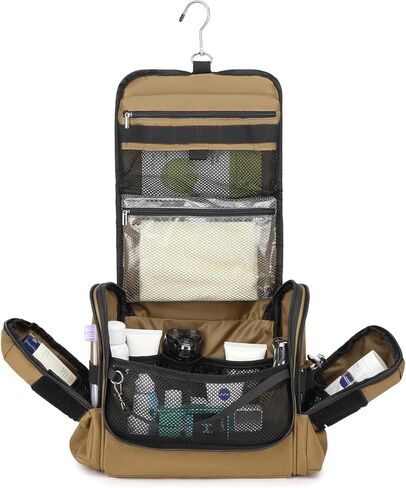 Tactical Toiletry Bag for Men - Hanging Mens Toiletry Travel Bag Shower Bathroom Organizer for Traveling, Shaving & Toiletries Kit, Portable Hygiene Bag with Handle & Swivel Hook, Black in Saudi Arabia