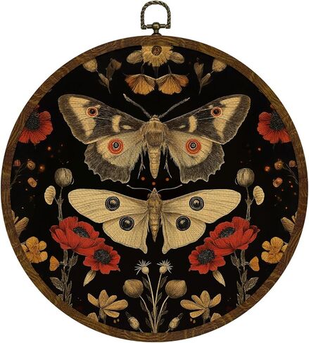 KLYTINK Vintage Owl Wall Art Decor,Retro Bird Mid Century Modern Wall Art Canvas Frame Hanging Prints, Vintage Animal Round Wall Art Decor for Bedroom,Best Gifts for Family Friends 10"x10" (BY0611) in Saudi Arabia