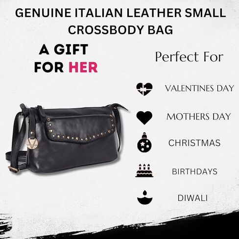Genuine Italian Leather Boho Studded Crossbody Sling Bag - Stylish, Durable, & Perfect for Everyday Use for women in Saudi Arabia