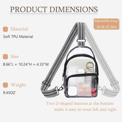YBO Clear Bag for Stadium Events, Fanny Packs for Women Men Crossbody, Sling Bag Purses Transparent Bags for Concerts in Saudi Arabia