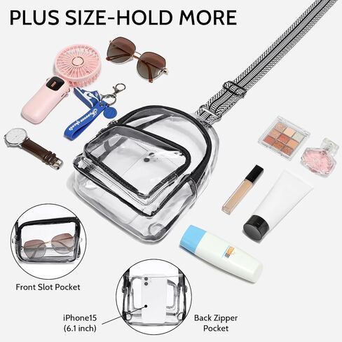YBO Clear Bag for Stadium Events, Fanny Packs for Women Men Crossbody, Sling Bag Purses Transparent Bags for Concerts in Saudi Arabia