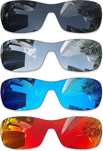 4 Pairs Ploarized Replacement Lenses for Oakley Antix OO9077 Sunglasses - Black + Silver Titanium + Ice Blue + Fire Red in Saudi Arabia