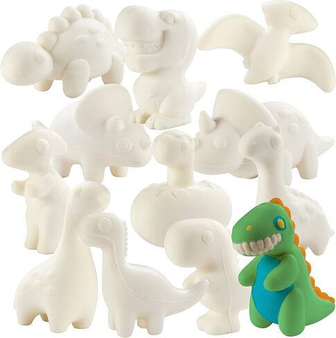 Jumbo Party Craft Kit Dino Squishies (12 ديناصورات فريدة من نوعها W 12 Pabric Paints)-ألعاب Kawaii White Cawaii مبطلة بطيئة ، مجموعة تخفيف الإجهاد ، مشروع المعسكر الصيفي المدرسي للأطفال ، هدية عيد ميلاد (4 "-6" EA) in Saudi Arabia