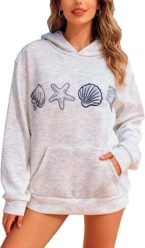 Y2K Hoodies for Women Teen Girls Ocean Seashell Marine Graphic Cute Sweatshirts in Saudi Arabia