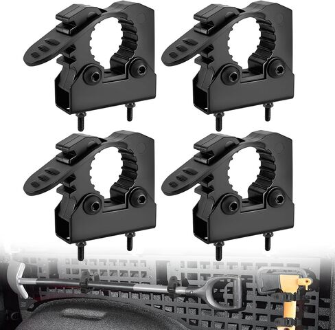 JERBOR Quick Release Rubber Clamp Mount Kit Fits 1-1/7'' to 1-3/7'' Diameter Tool Handles for Trucks UTV ATV Offroad 4X4 Parts Roof Rack Shovel Holder - 4 Pack in Kuwait