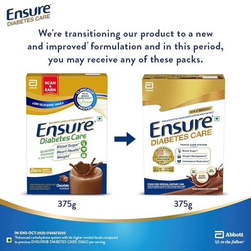 Ensure Diabetes Care Chocolate Flavored Nutrition Drink Mix for Blood Sugar Control, 400g Box, Pack of 2 in Saudi Arabia