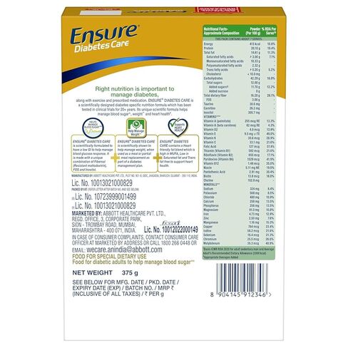 Ensure Diabetes Care Chocolate Flavored Nutrition Drink Mix for Blood Sugar Control, 400g Box, Pack of 2 in Saudi Arabia